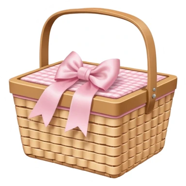 White Picnic basket with light pink bow sticker