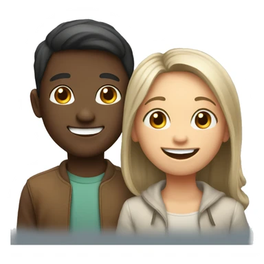 happy girl and boy smiling sticker