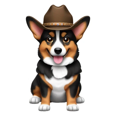 Black and brown corgi with cowboy hat sticker