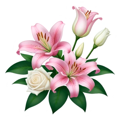 Pinke Lilien und weiße Dornrosen sticker
