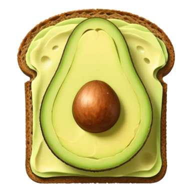 Minimalistic flat vector icon, iOS style, thin black contour on white background. Slice of bread with avocado slices on top. Clean, no text, no shadows.
 sticker