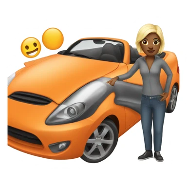 Lady in big orange car  sticker