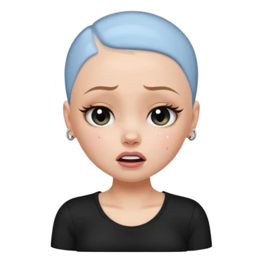 a pretty bratz fair bald girl crying wearing a tight black tee sticker