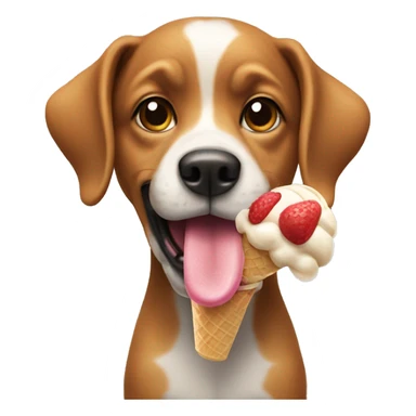 Dog holding an icecream sticker