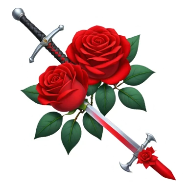 Crossed weapons with a rose sticker
