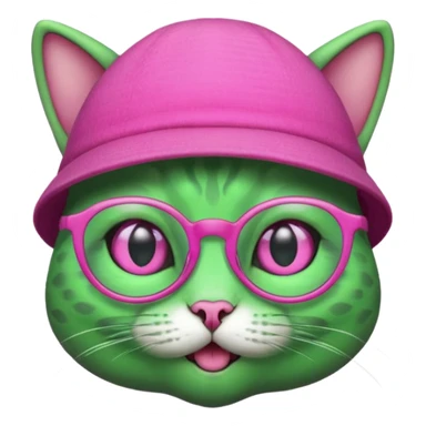 alien cat with pink hat  and spectacles sticker