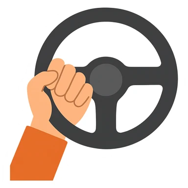 flat toon style hand gripping a steering wheel, focus on fingers sticker