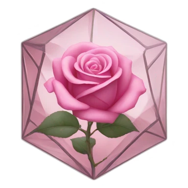 Pink Rose in dusty glass octahedron sticker