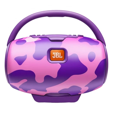 Ultra simple JBL Clip 4 speaker with pink and purple camouflage pattern, iOS emoji style sticker