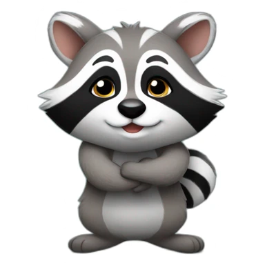 raccoon in front pf bunny hug sticker