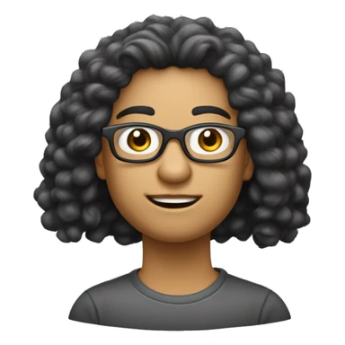 mullher de cabelo longo preto na altura dos ombros, oculos de grau, morea sticker