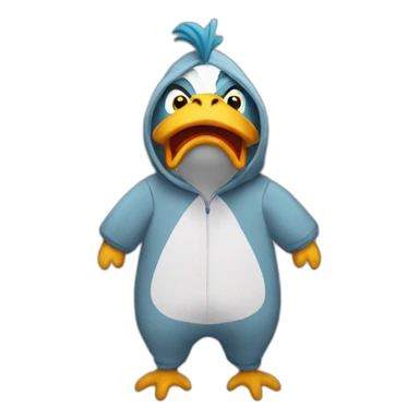 rooster in shark-onesie sticker
