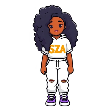 SZA with her signature style and fashion sticker