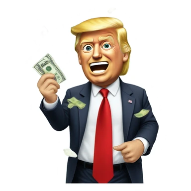 President Trump in red tie throwing money around.  sticker