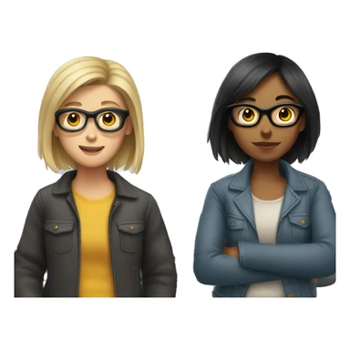 Truck and girl with glasses and dark hair sticker