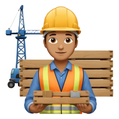Worker with pallet in port area, import. sticker