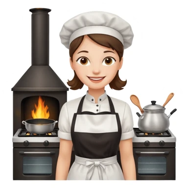 woman near the stove sticker