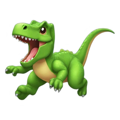 Cute dino jumping realistic in pixel art sticker