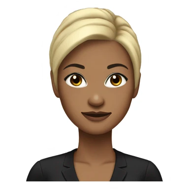 executive woman, black pony tail hair, black eyes, black dress sticker