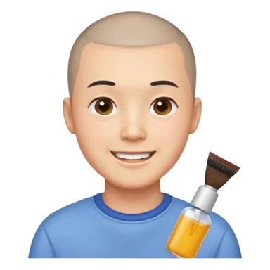 chinese man with buzz cut doing skincare sticker