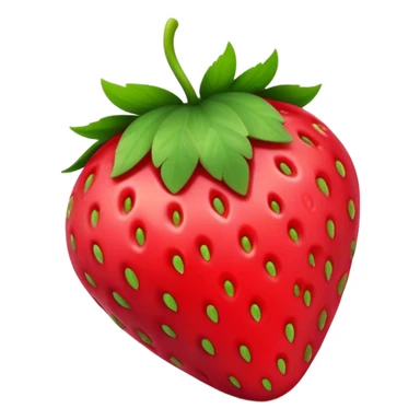 Cinematic Realistic Strawberry Emoji, Plump and juicy, with a deep red color and small, fresh seeds dotted across the skin. Its glossy, sweet surface catches the light, while bright green leaves top off the perfect, delicious berry. Soft glowing outline, capturing the essence of sweetness and freshness in a bright strawberry! sticker