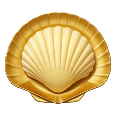 butter in the shape of a shell on a gold vintage sticker