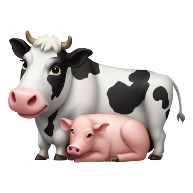 A cow riding a pig sticker