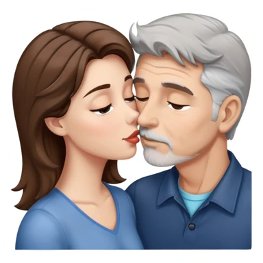 Brown haired woman kissing grey haired man sticker