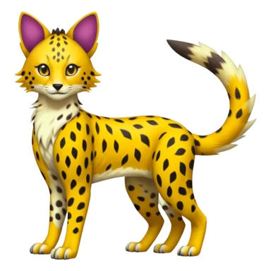 Colorful Bobcat-Sergal-Cheetah-Serval-Genet-Pokémon-Digimon-Fakémon-fusion-hybrid-creature sticker