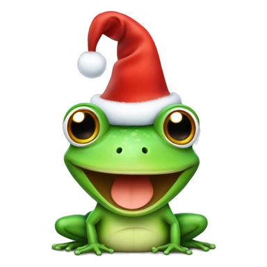 Happy frog with a christmas hat sticker
