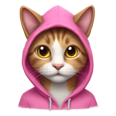 A cat in a pink hoodie  sticker