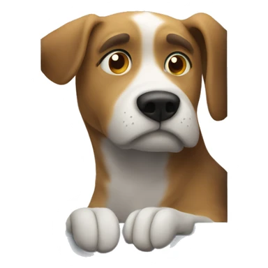 Sad dog looking out the window sticker