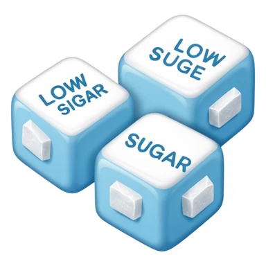Icon 3 terrones de azúcar con la palabra debajo que diga low sugar sticker