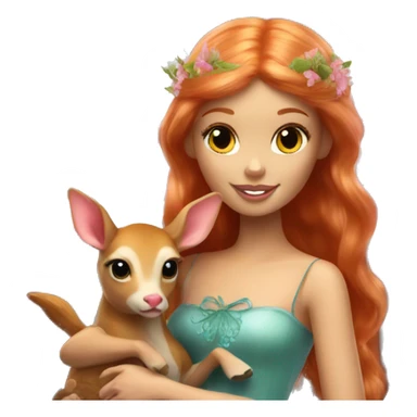 Beautiful ginger Barbie fairy with a fawn sticker