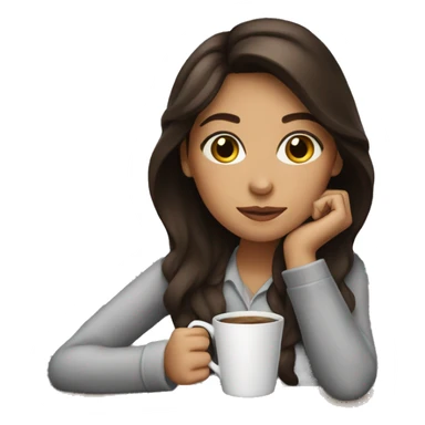 brunette drinking coffee sticker