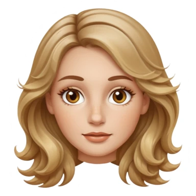 creative women with long dark Blond with highlights wavy hair white women, oval shape face hazel eyes long lashes little bit of freckles on the nose high cheek bones sticker