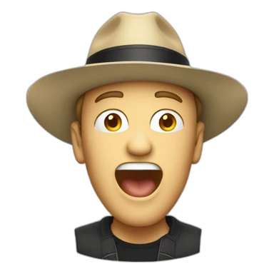 White man with hat singing sticker