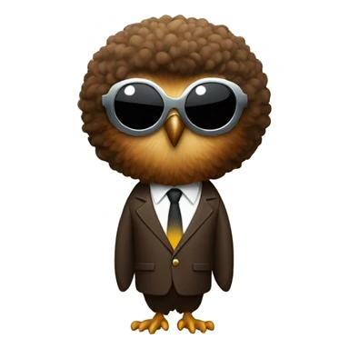 A brown owl with a Afro sunglasses and a disco suit sticker