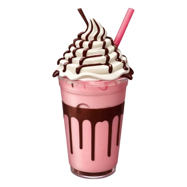Strawberry Starbucks frappe with red strawberry jam at the bottom with whipped cream and chocolate drizzle sticker
