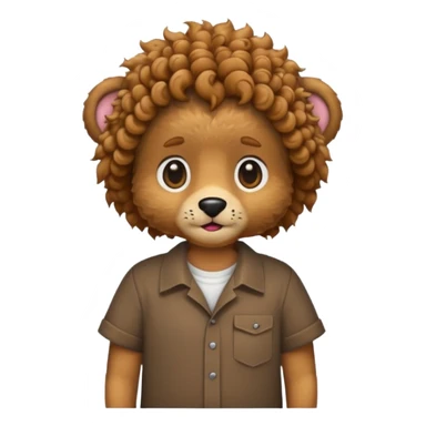 curly short hair animal with shirts  sticker