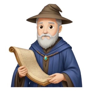 Old Scholar Wizard – gray beard, reading ancient scroll. sticker