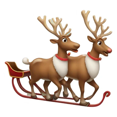 two reindeer pulling a sleigh sticker