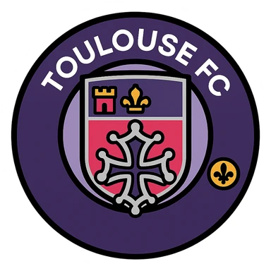 Toulouse FC logo in icon style, simplified, circular form, purple and silver colors, modern and flat aesthetic, no gradients sticker