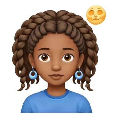 a brown skin ten year old girl with short twists  and moon earrings sticker
