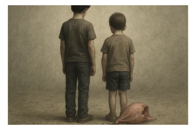 aravani bir baloni singanini tasvirla uning oldida aka uka homush turishibdi yuzlari ko'rinmasa ham bo'ladi sticker