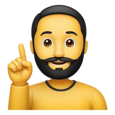 rounded yellow emoji face with a black beard, mouth facing to the side, raising one eyebrow, making a 'no' gesture with its hand sticker