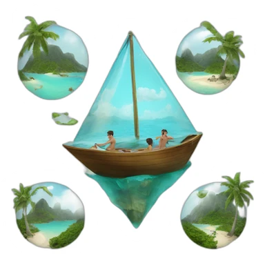 bermuda triangle and 3 mens inside sticker