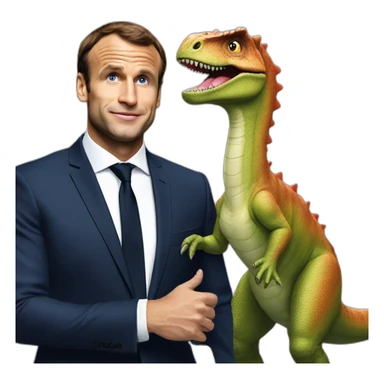 Macron sur un dinosaure sticker