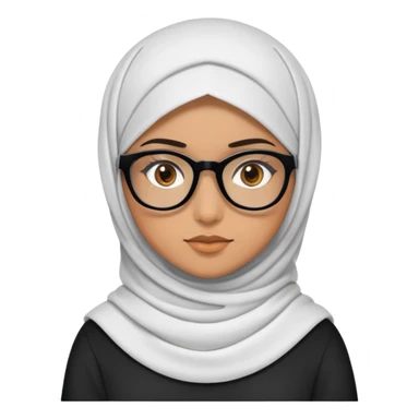 Covered Muslim girl in black glasses for vision With brown eyes and clothes of different colors sticker