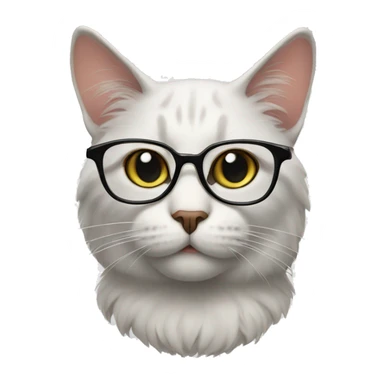 study cat with glasses sticker